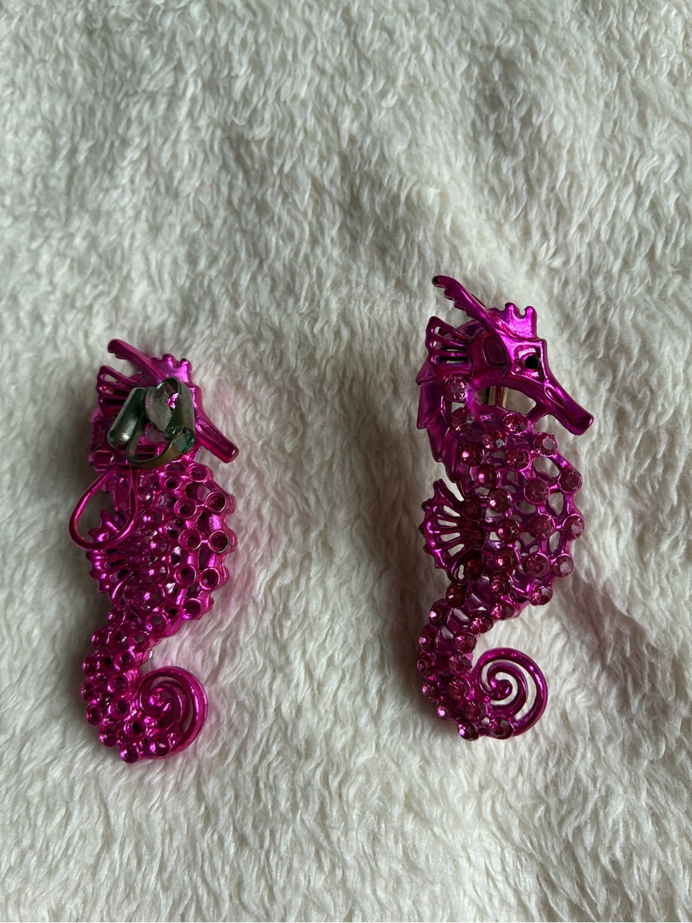 Pink Seahorse Clip-On Earrings